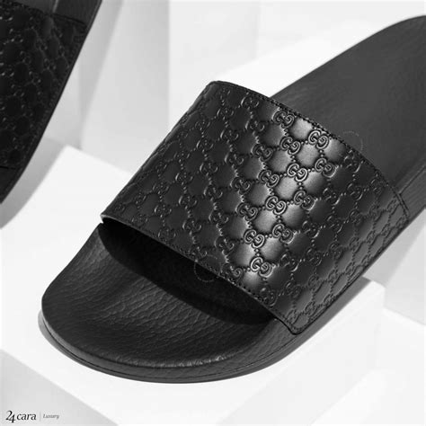 black leather gucci slides|Gucci slides clearance.